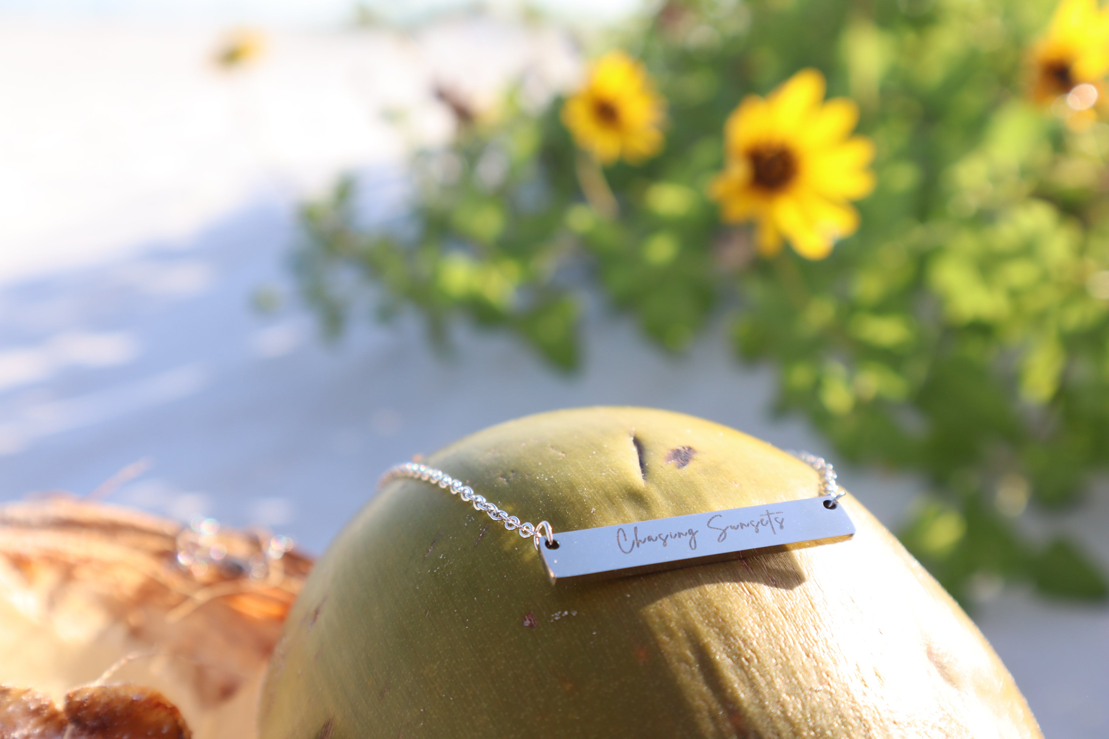 Chasing Sunsets Minimalist Coastal Bar Necklace